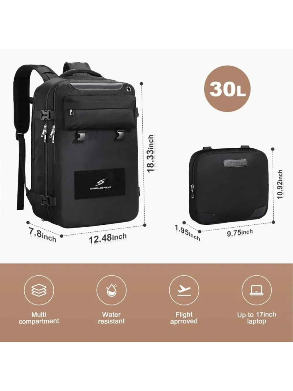 Lightweight Waterproof Travel Backpack with 17